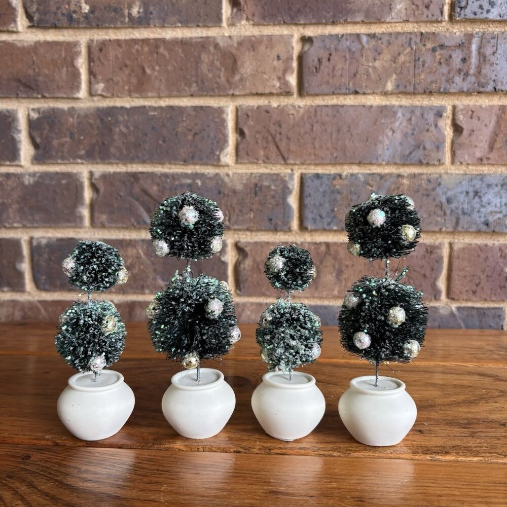 Dept 56 Double Topiary Tree Lot Of 4